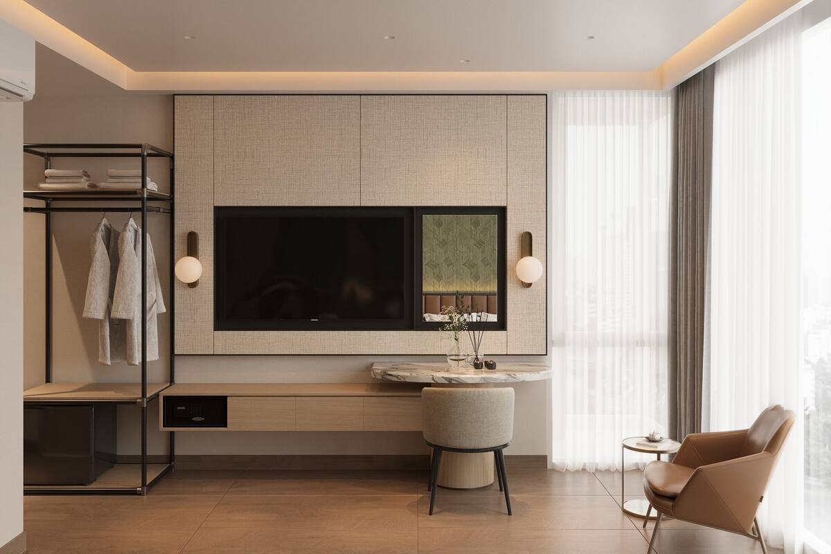 Kamar Double Deluks untuk 1 Orang | Minibar, brankas, tirai kedap cahaya, dan setrika/meja setrika