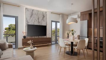 Apartment, 2 Bedrooms | Living area | 65-inch Smart TV with cable channels, Netflix, streaming services
