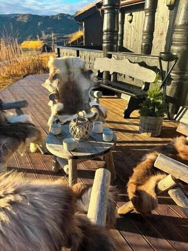 Spacious cabin with mountain views and sauna