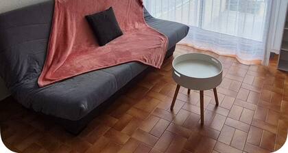 Beautiful studio apartment right on the beach at Plage du Mole, with housekeeping included