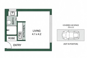 Floor plan - Modern Studio Apartment with Parking & Resort-Style Pool (Greenwich)