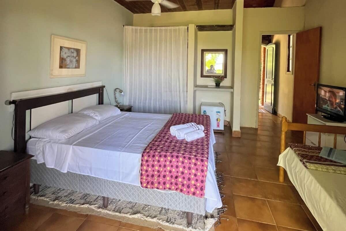 Habitación básica con 2 camas individuales, vista al jardín