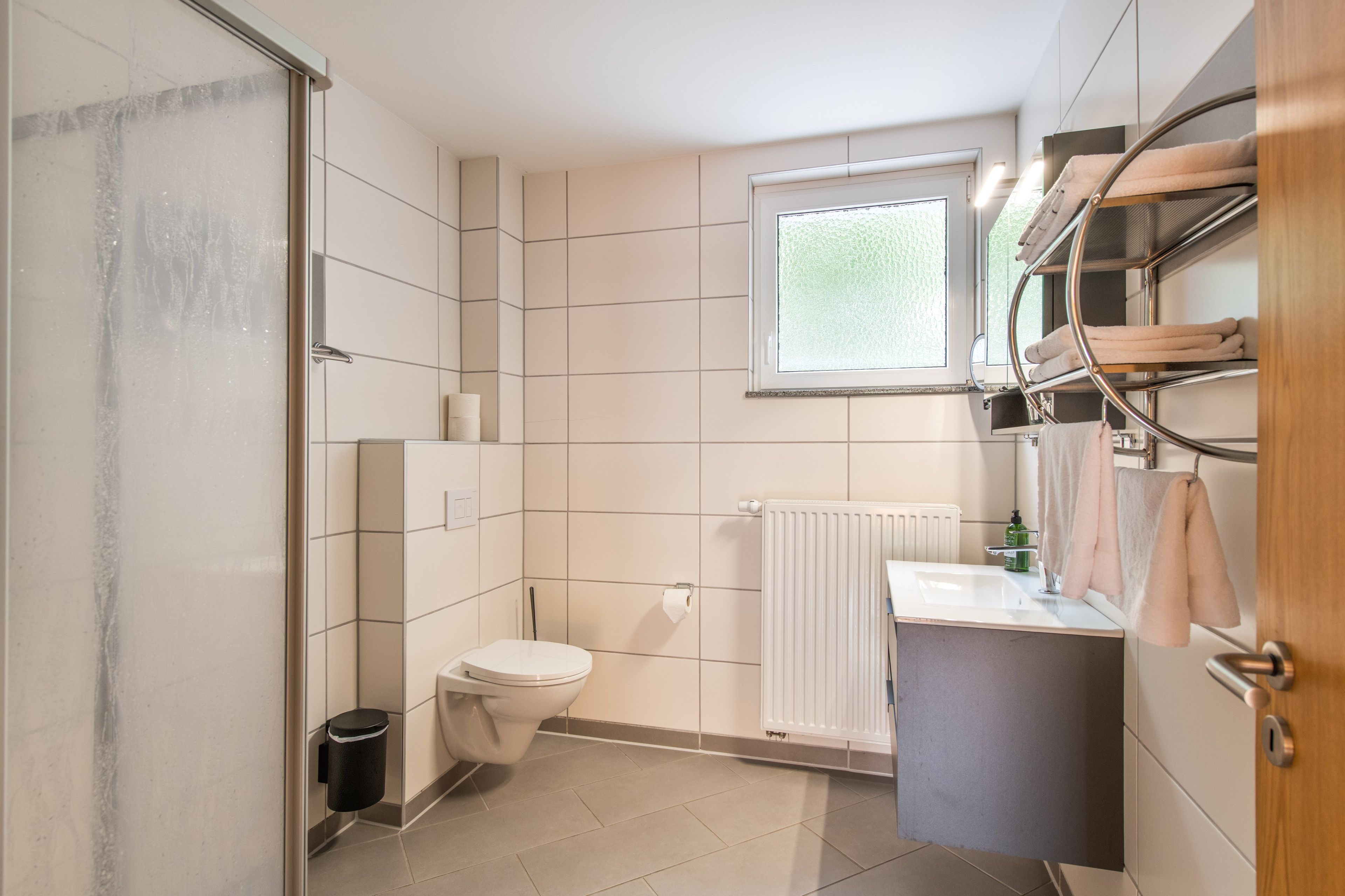 Dusche, Haartrockner, Handtücher