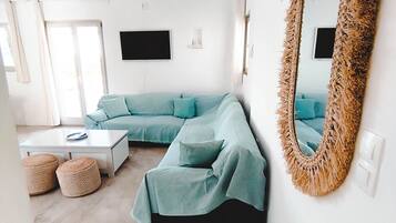 Smart TV, DVD player, books, music library