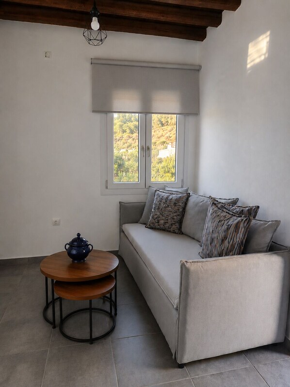 Luxury Duplex, Sea View | Living area | 43-inch Smart TV with digital channels