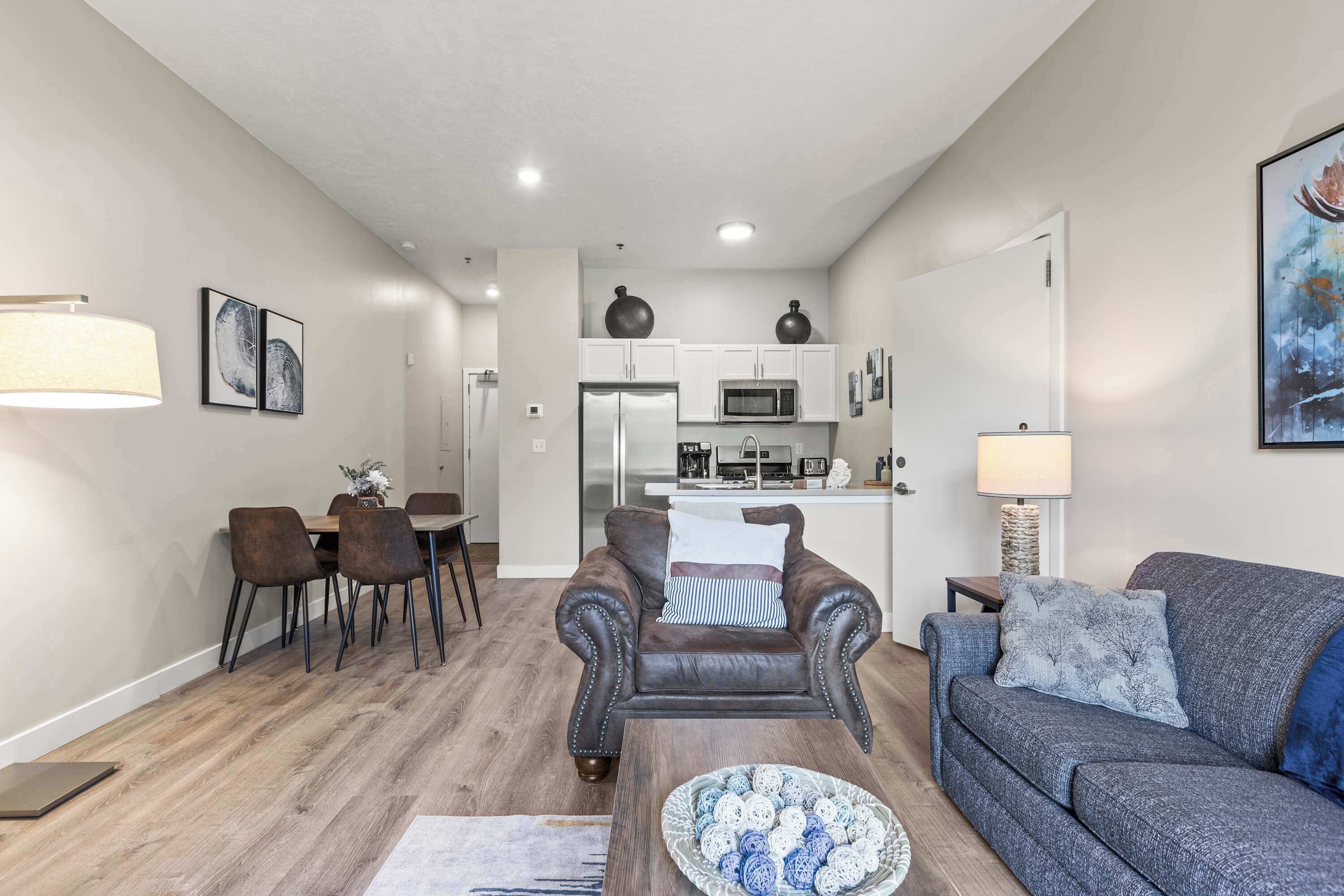 TV, fireplace, foosball, offices