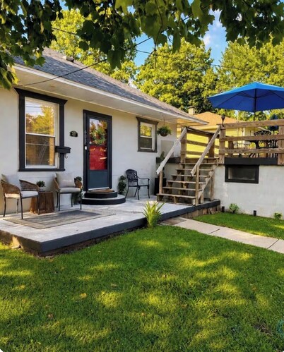The Red Door, a cozy and stylish retreat in the heart of Newton, Illinois.