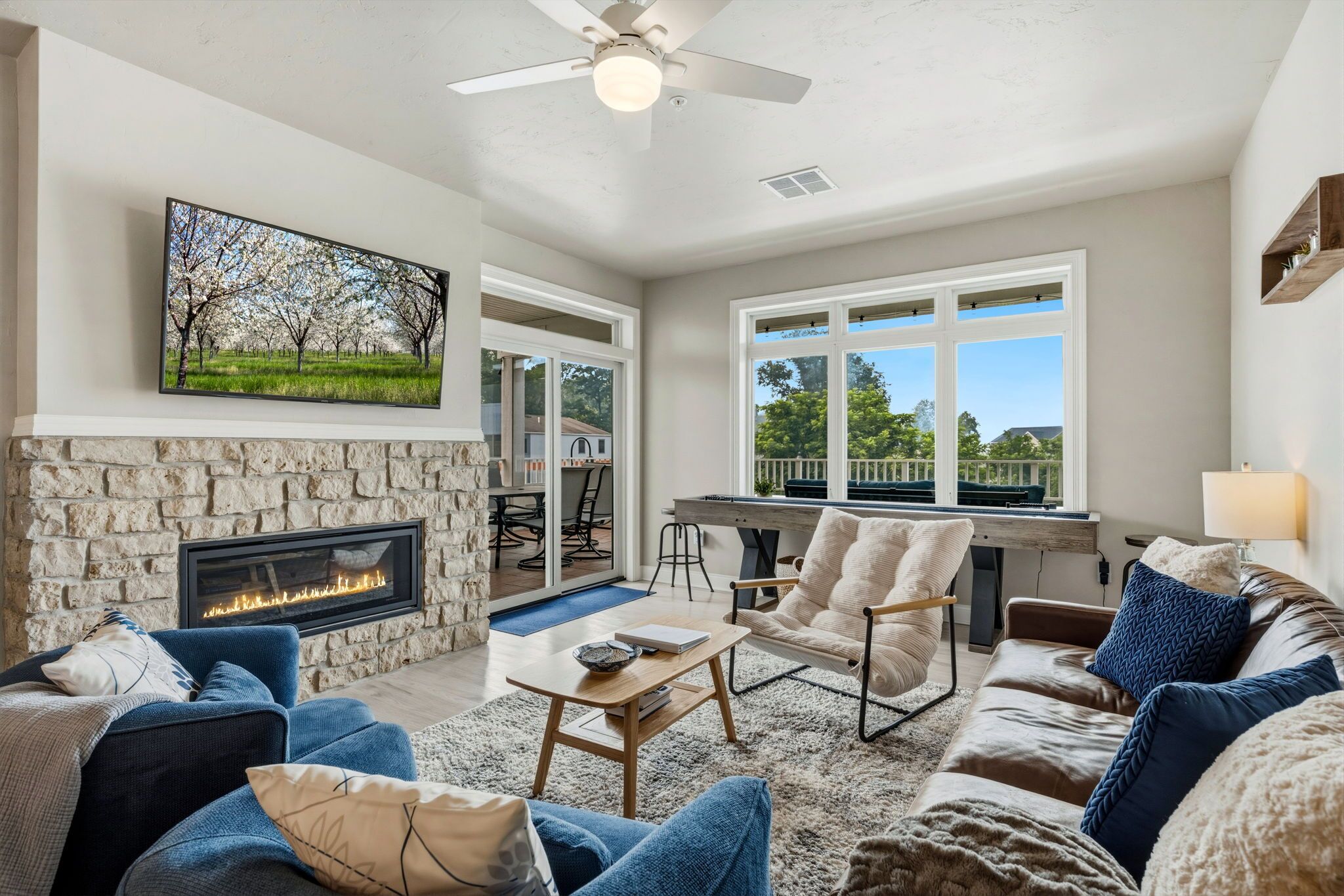 Smart TV, fireplace