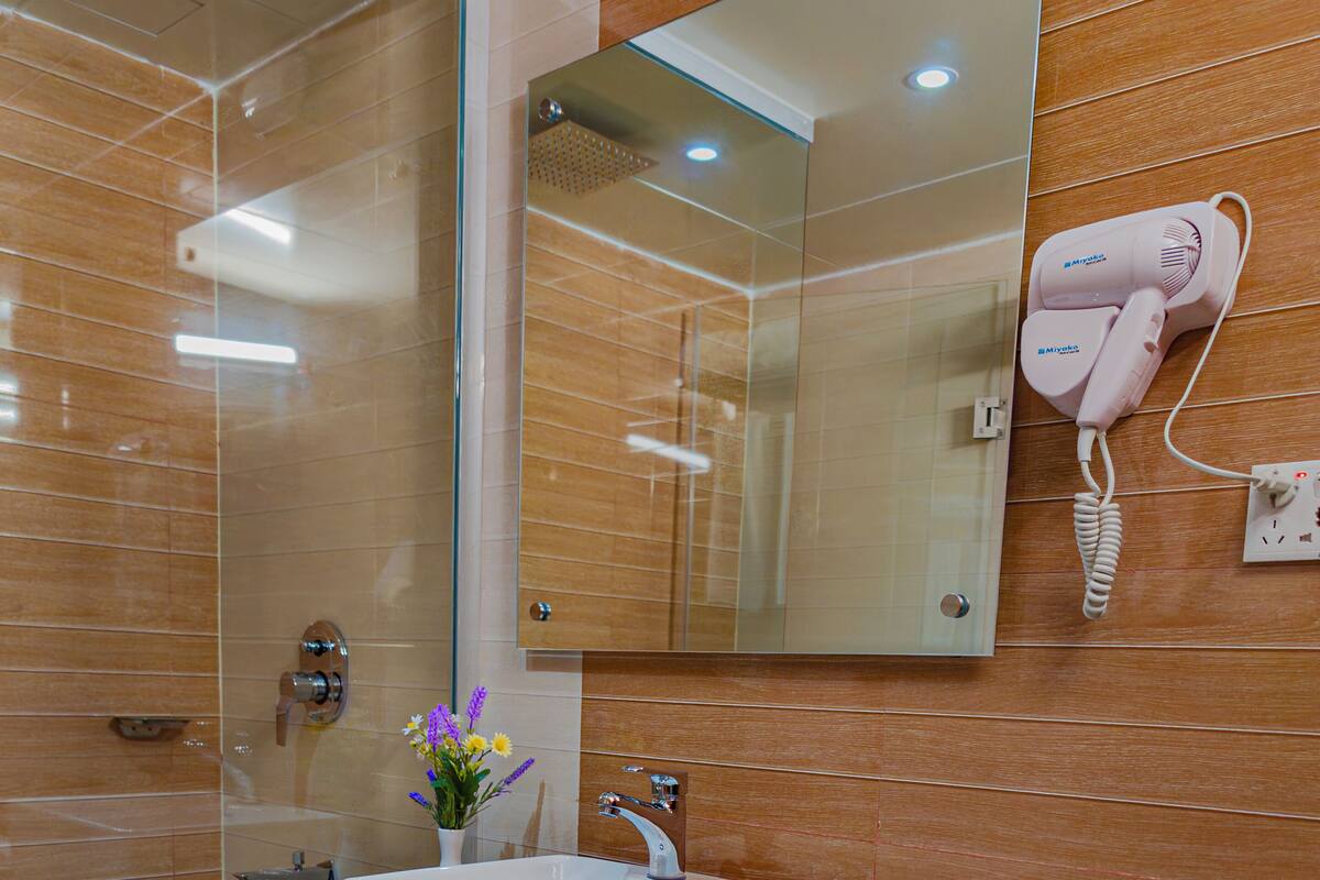 Suite de lujo, vista a la ciudad | Baño | Amenidades de baño gratuitas, toallas, jabón, shampoo