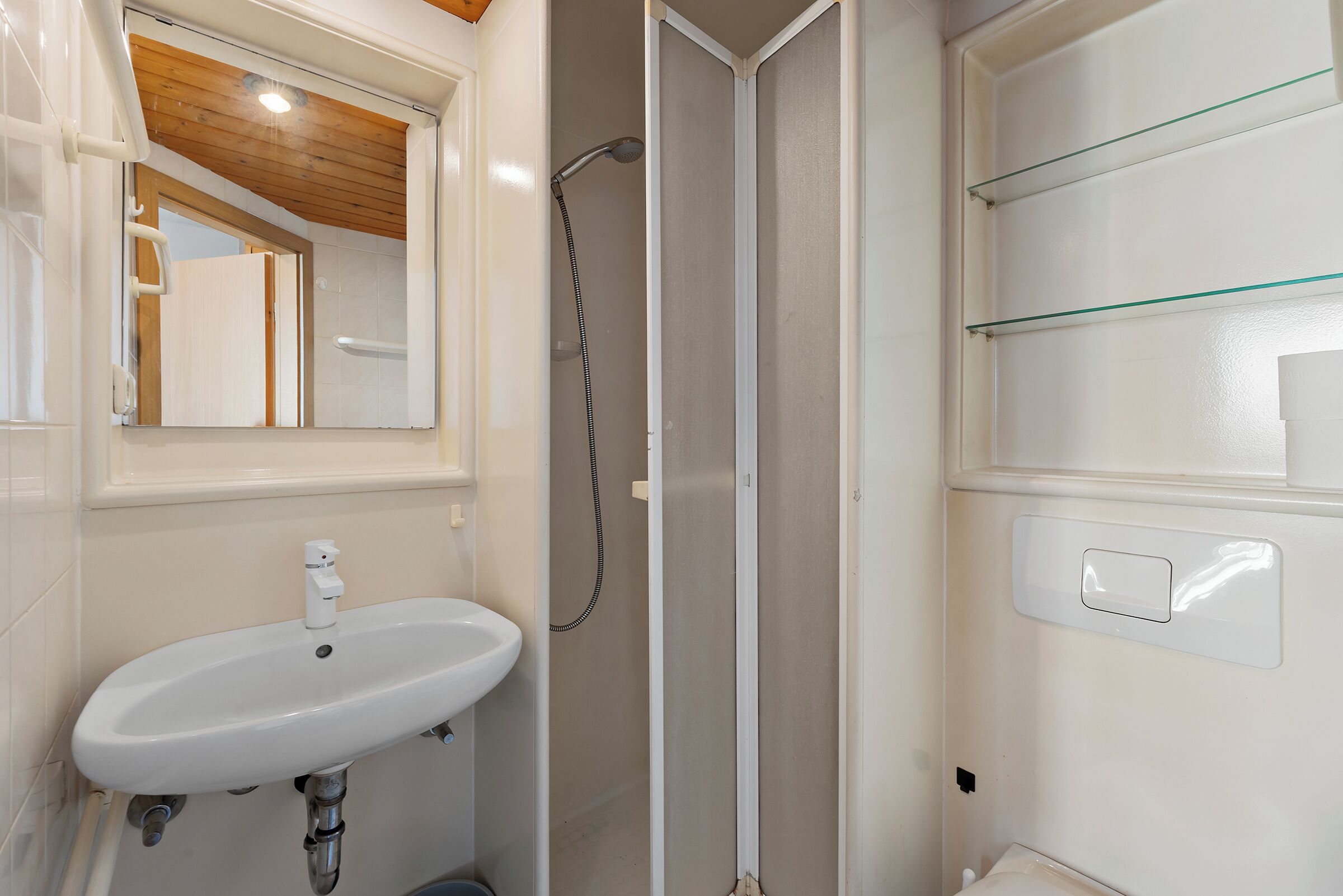 Shower, towels, toilet paper