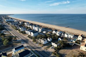 Aerial view - Extended Stay Ocean View 1BR | 1 Block to Beach | Free Tesla EV Charger (Norfolk)