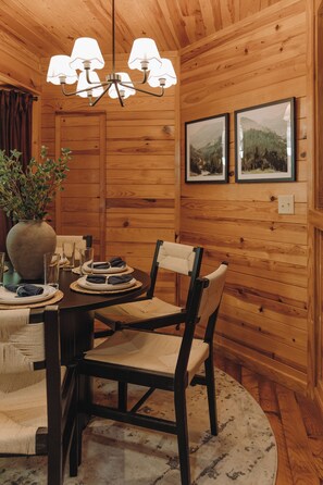 Dining - Moonlit Pine Hideaway: Outdoor Cinema-Sauna-Hot Tub-Luxury Cabin-Sleeps 8 (Broken Bow)