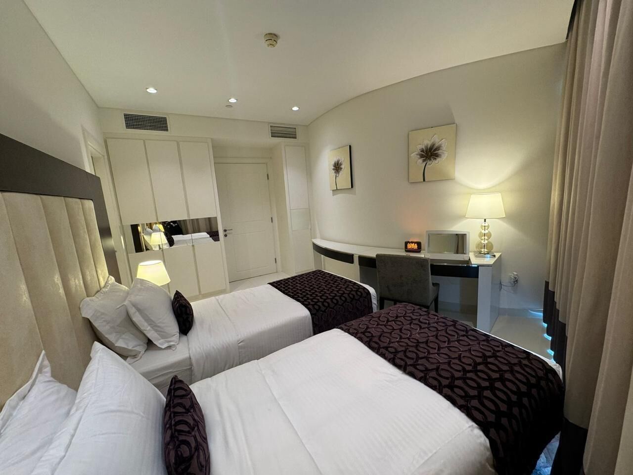 In-room safe, desk, laptop workspace, blackout curtains