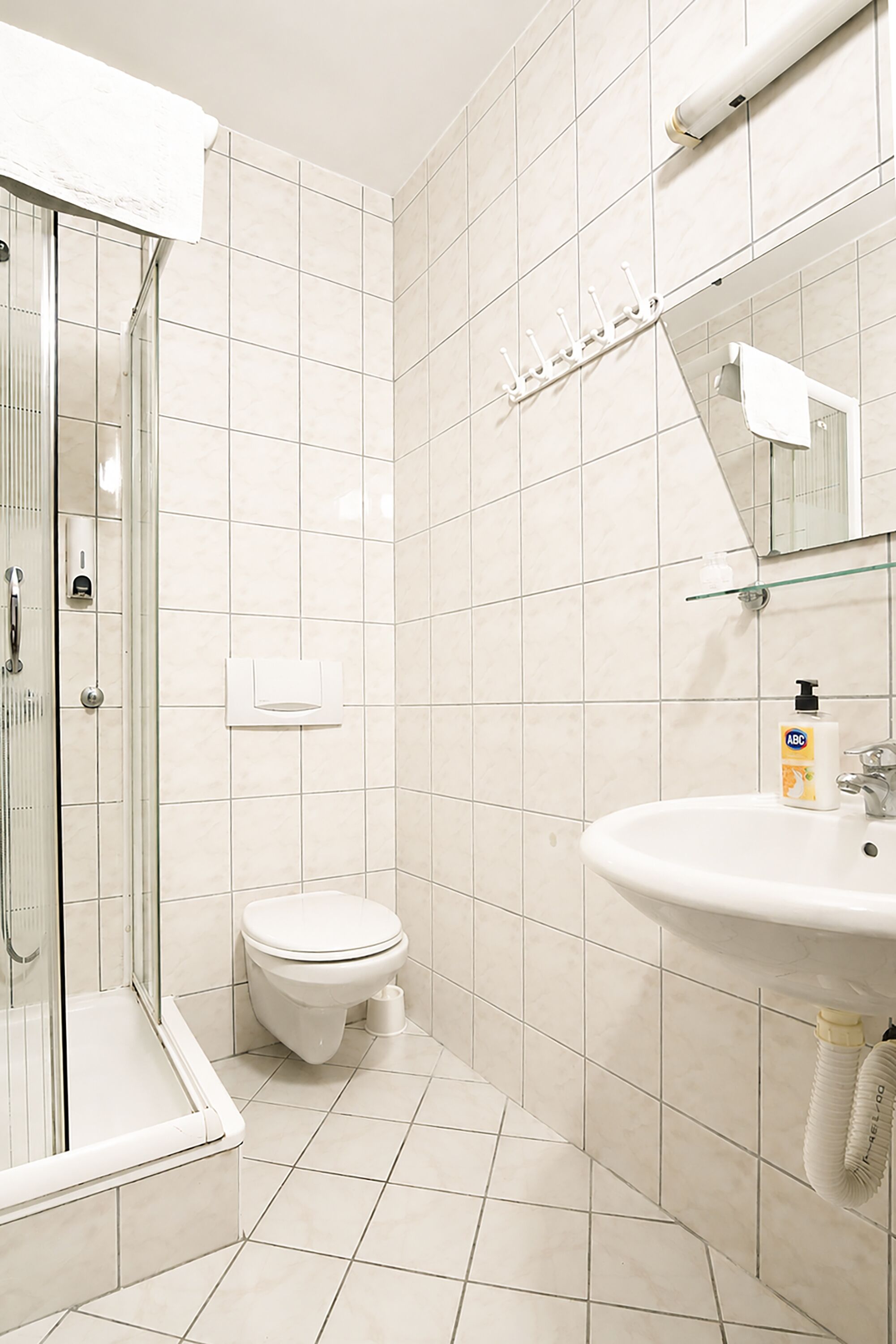 Haartrockner, Handtücher, Seife, Toilettenpapier