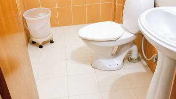 Habitación doble | Baño | Ducha, zapatillas, jabón y champú