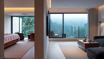 Luxury Suite, Balcony, Hill View | Premium bedding, desk, laptop workspace, blackout drapes