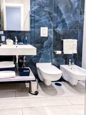 Dusche, Haartrockner, Bidet, Handtücher