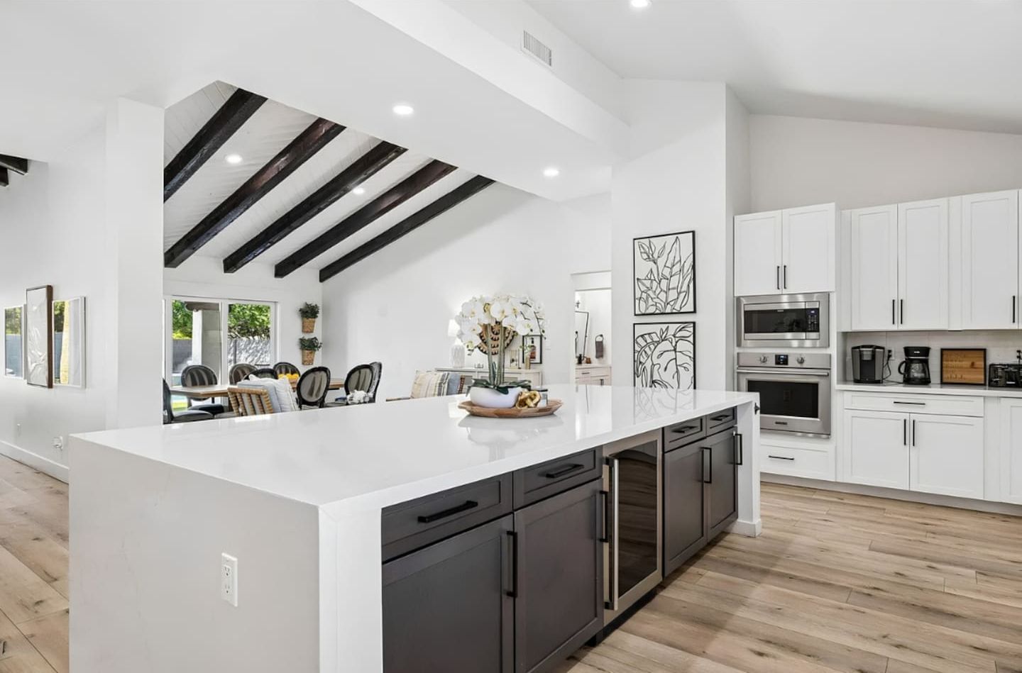 Modern fully equipped kitchen with generous counter space.