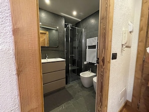 Dusche, Haartrockner, Bidet, Handtücher