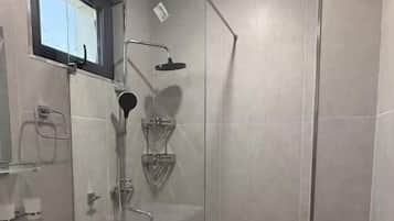 Standard Double Room, City View | Bathroom | Shower, hair dryer, towels, soap