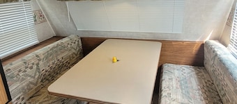 The Duck is a fully stocked camper, perfect for hunting camp or young families