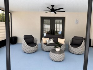 Terrace/patio - Pleasant 3-bedroom house with pool in charming Palm Harbor (Palm Harbor)