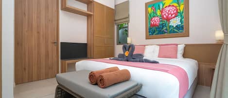 Villa, 3 Bedrooms, Private Pool, Pool View | In-room safe, blackout drapes, iron/ironing board, WiFi (free)