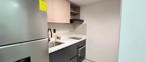 Apartment, Balcony, City View | Private kitchen | Coffee/tea maker, full-size fridge, microwave, oven