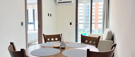 Deluxe Apartment, Balcony, City View | Living area