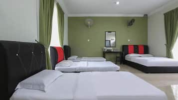 Desk, iron/ironing board (on request), bed sheets