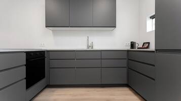 Lägenhet Deluxe | Eget kök | Stort kylskåp, ugn, spishäll och diskmaskin