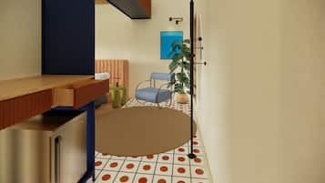 Kamar, pemandangan kolam renang | Brankas, setrika/meja setrika, dan Wi-Fi gratis