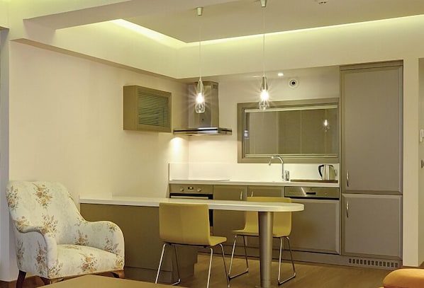 Executive Suite, City View | Private kitchen | Full-size fridge, oven, stovetop, dishwasher