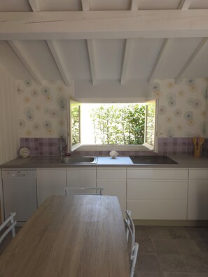 Coffee/tea maker, fridge, microwave, stovetop