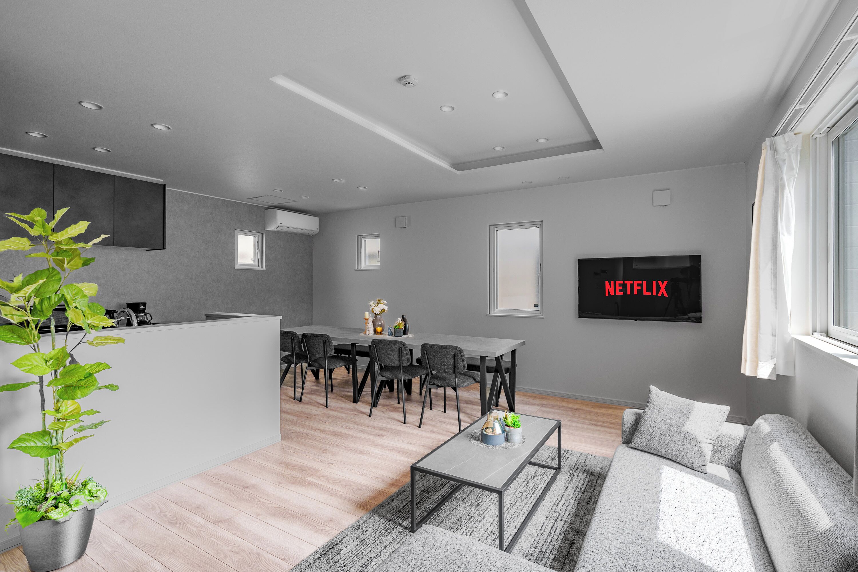 Apartment | Living area | 50-inch flat-screen TV with digital channels