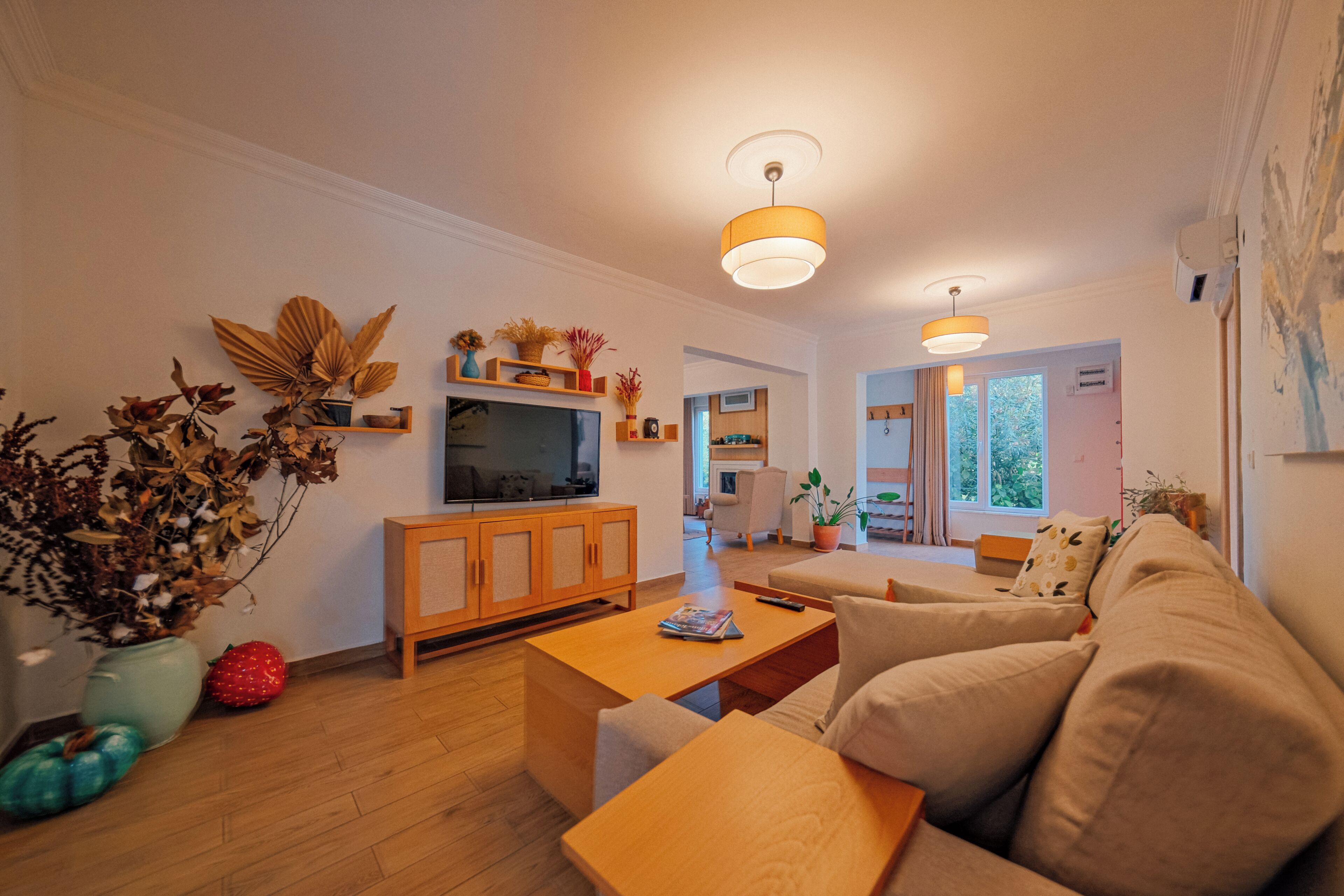 Smart TV, fireplace