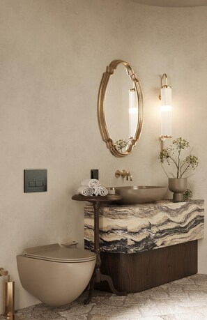 Design Room, Patio, Garden View | Bathroom | Free toiletries, hair dryer, towels, soap - NOURLA (Urla)