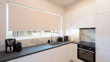 Superior Apartment | Private kitchen | Full-size fridge, microwave, oven, stovetop