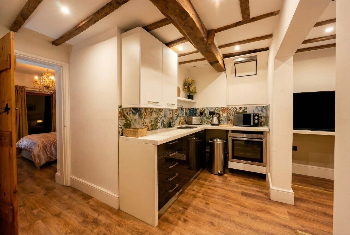 Fridge, microwave, oven, toaster