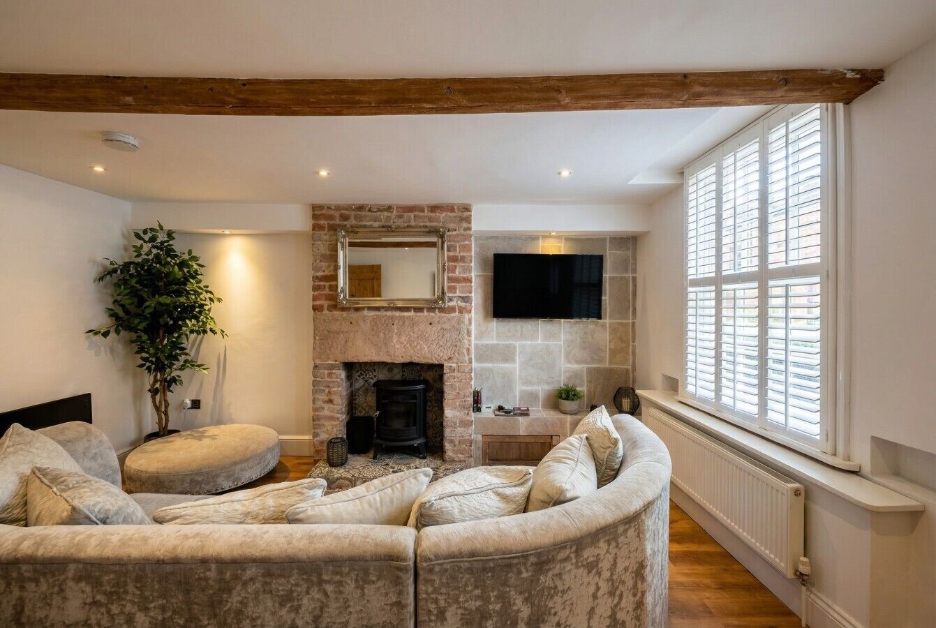 TV, fireplace