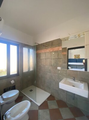 Een douche, een haardroger, handdoeken