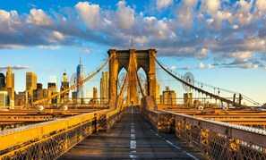 A bridge with a city skyline in the background. - LES is More Stunning Views (New York)