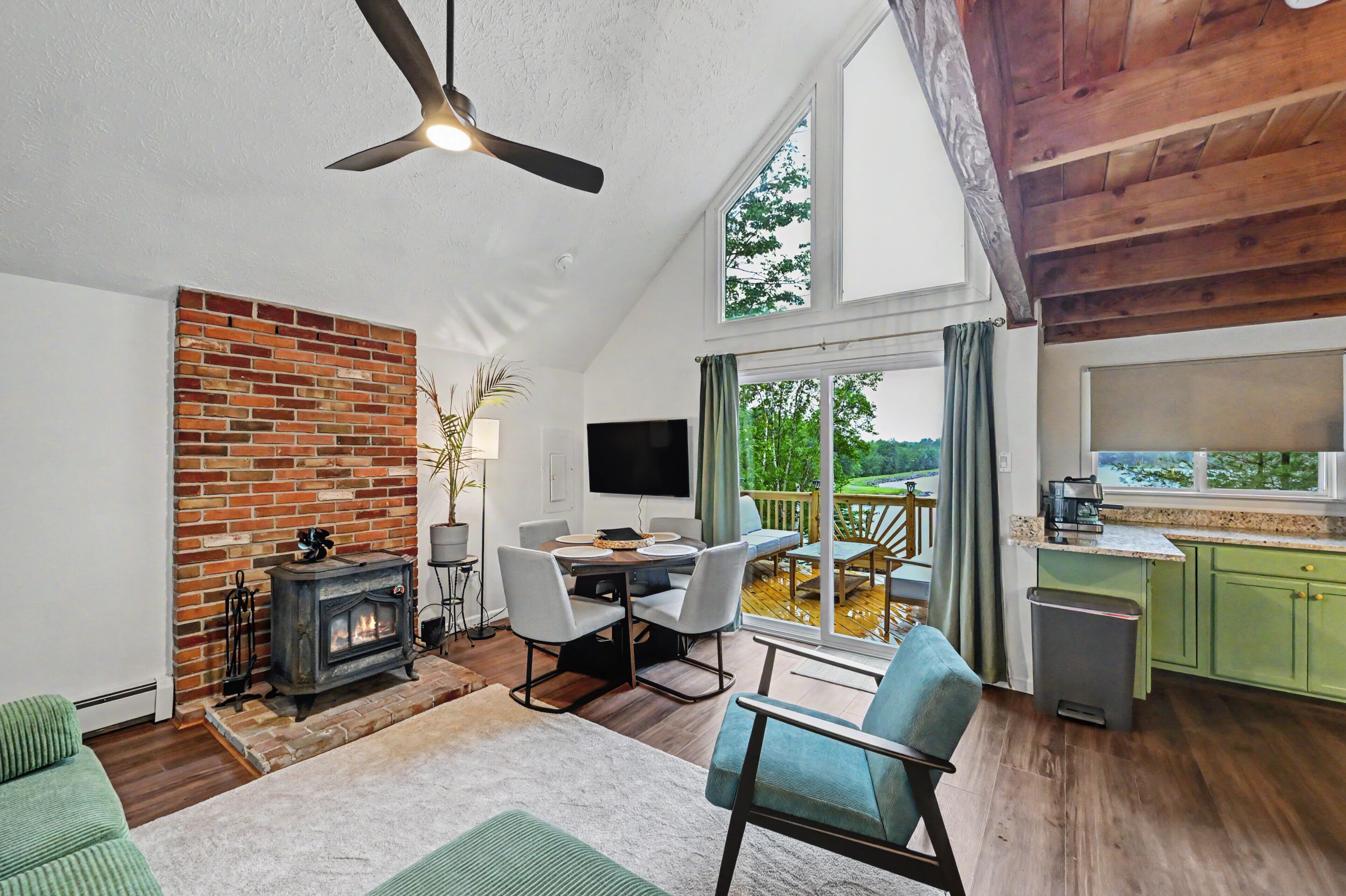 Smart TV, fireplace, video games, books