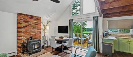 Smart TV, fireplace, video games, books