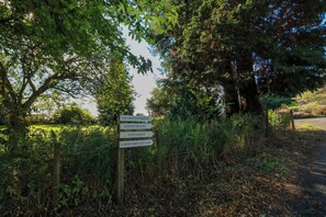 A directional signpost with arrows pointing towards 'Taymount House', 'Estate House', 'West House', and 'Gardener's Cottage'. - Gardeners Cottage (Perth)