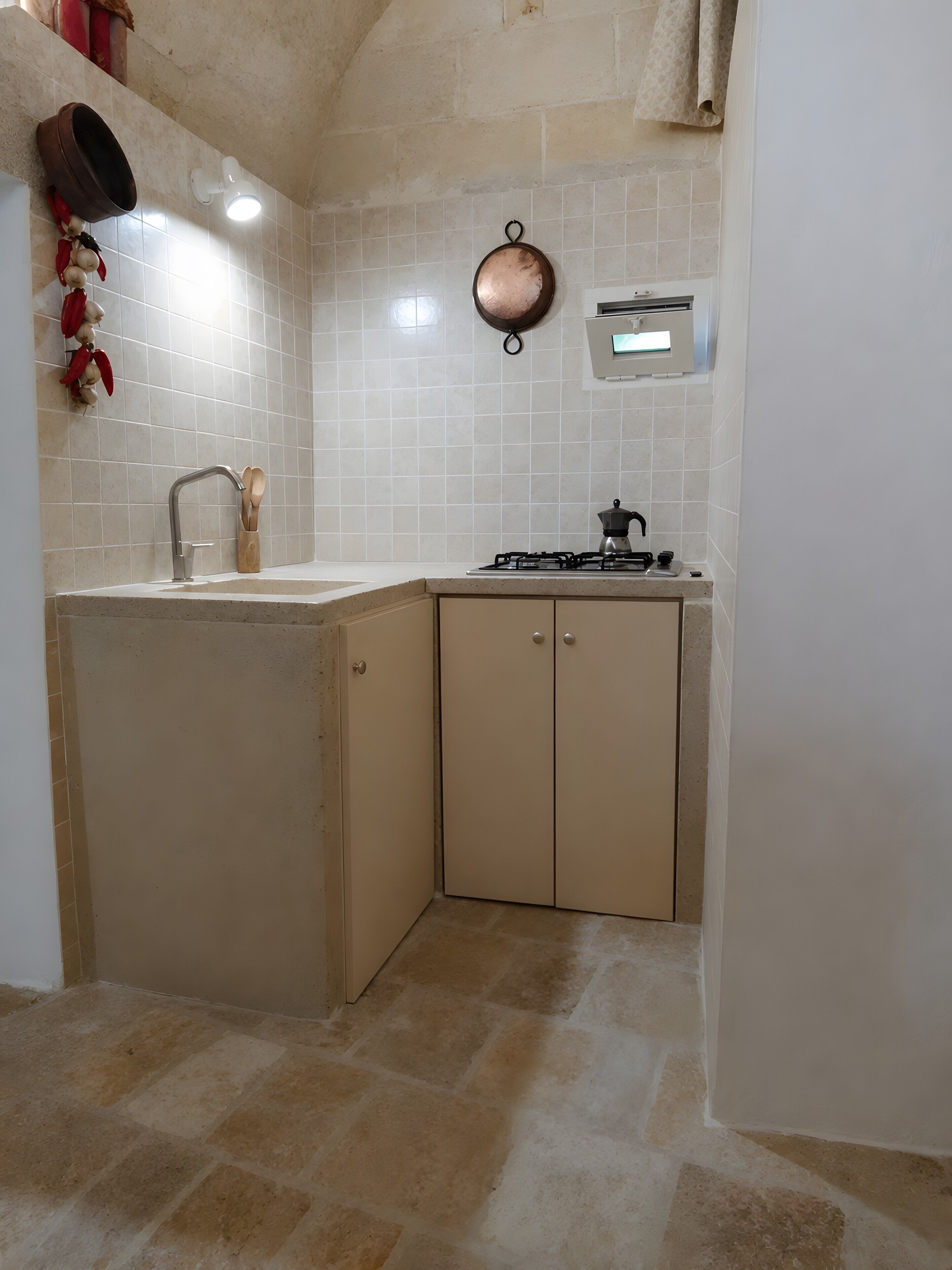 Fridge, stovetop, cookware/dishes/utensils