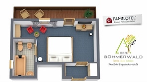 Double Room, Balcony, Courtyard View | Floor plan