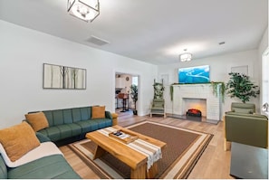 Smart TV, video games, foosball, books
