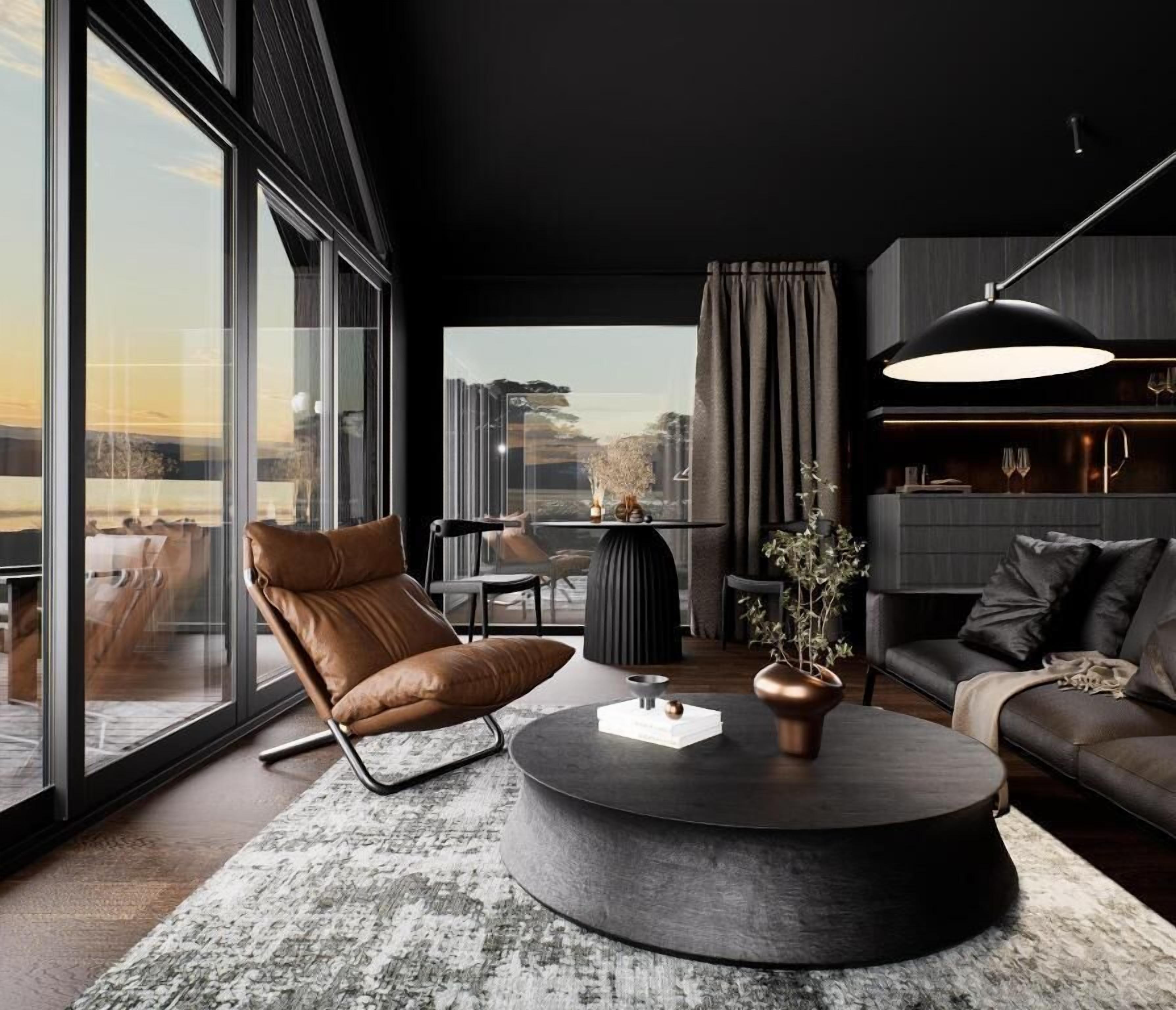 Habitación de lujo, vista al lago, junto al lago | Área de sala de estar | Smart TV de 32 pulgadas con canales digitales y piso con calefacción 