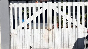 Una entrada tancada amb una reixa metàl·lica i un vial de formigó que condueix a un edifici amb teulada de rajola.